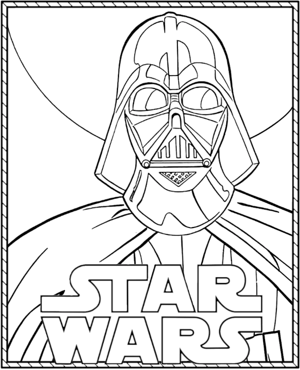 Printable coloring page Darth Vader & Star Wars logo