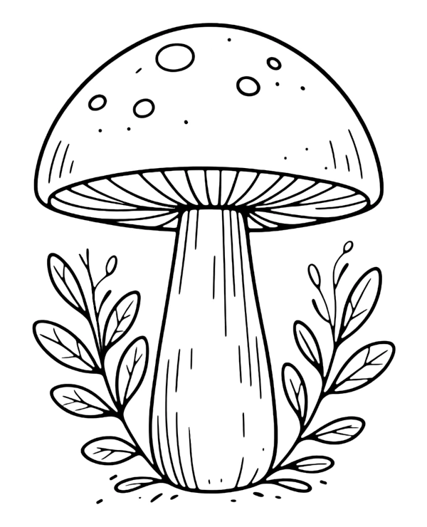 Big mushroom coloring page for fall