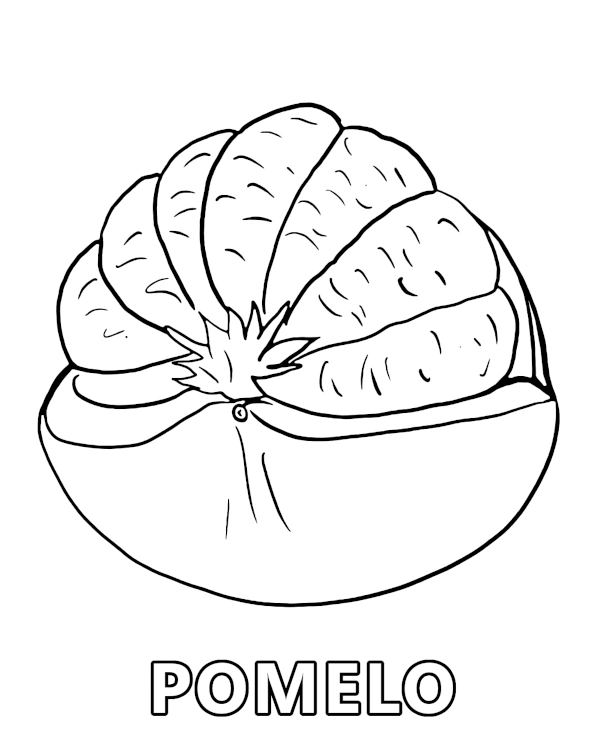 Peeled pomelo fruit coloring page for children