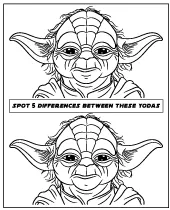 Printable Star Wars Yoda spot 5 differences puzzle