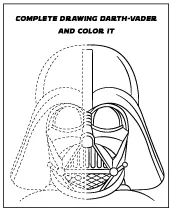 Printable Star Wars puzzle for kids complete the Vader drawing