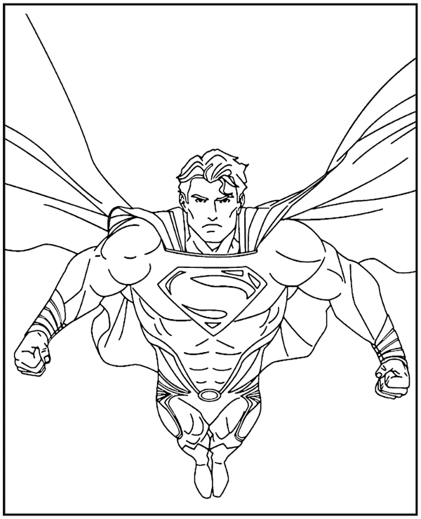 Flying Superman coloring sheet for children