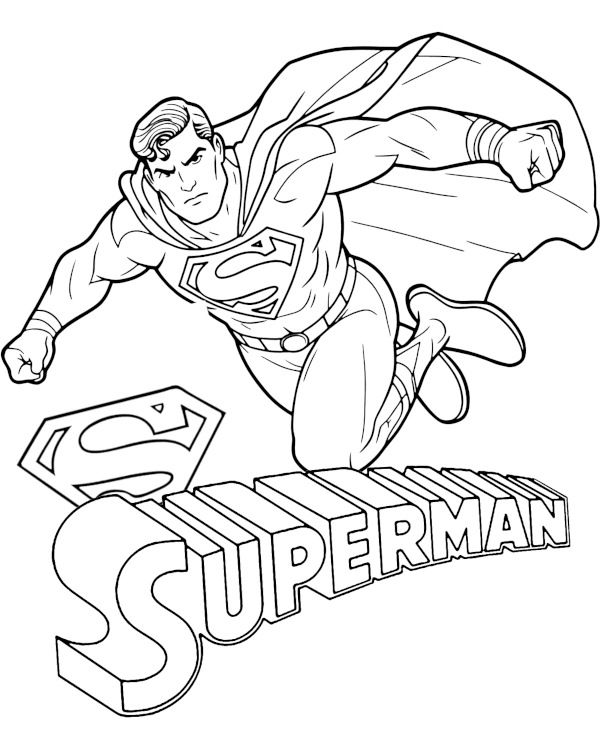 Flying Superman coloring page to print