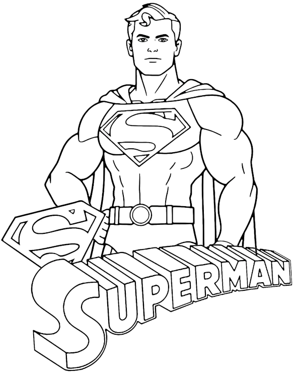 Superman torso coloring page hero