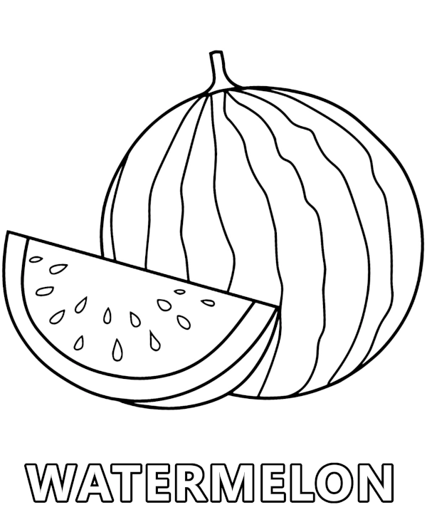 Fruit watermelon coloring page to print