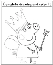 Puzzle for kids -complete the Peppa Pig coloring page