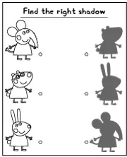 Puzzle for kids -find the right Peppa Pig shadow