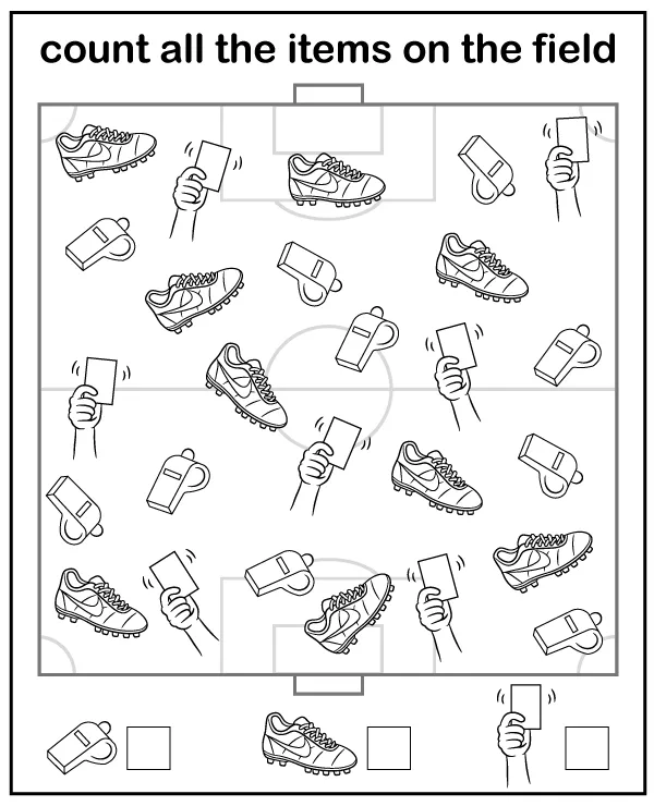 Soccer puzzle for children - count the pieces