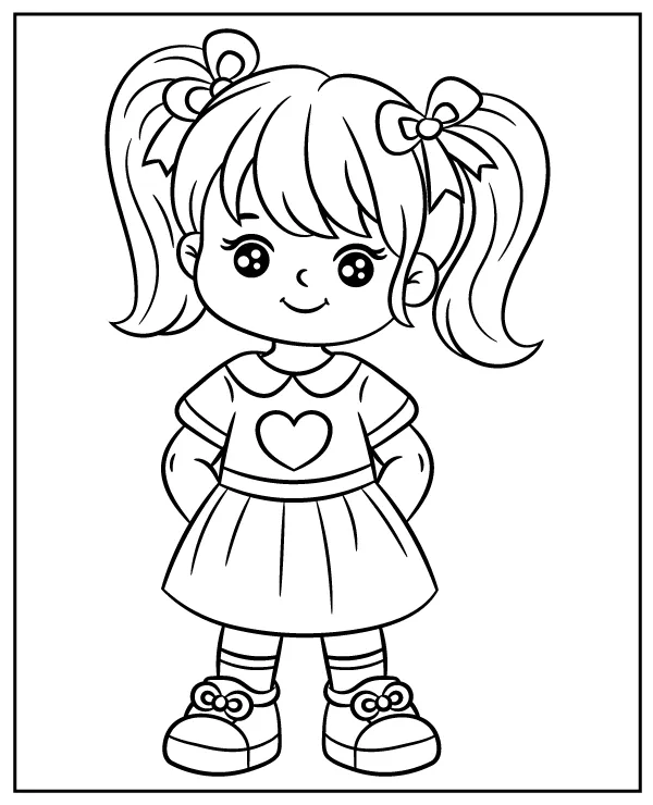 Little girl coloring page