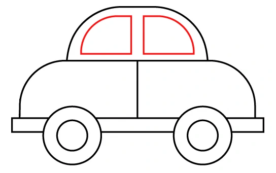 How to draw a car – step 6 windows How to draw a car - step 6 windows