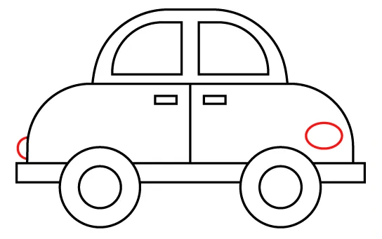 How to draw a car – step 8 lamps How to draw a car - step 8 lamps