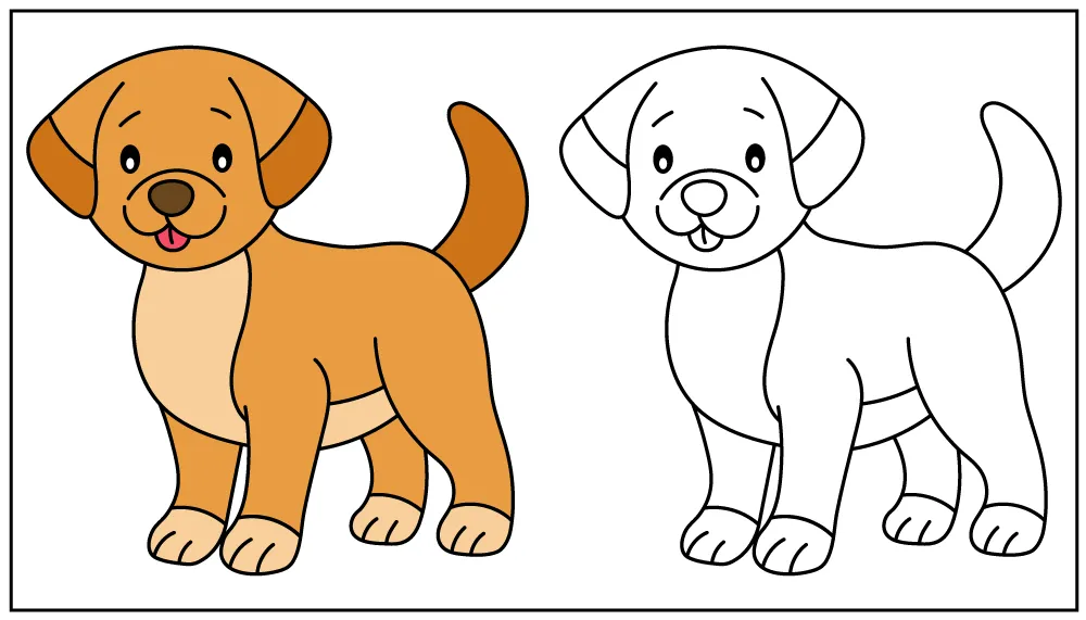 How to draw a dog tutorial for children