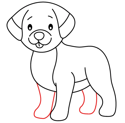 How-to-draw-a-dog-step-10 How to draw a dog - step 10 outter paws