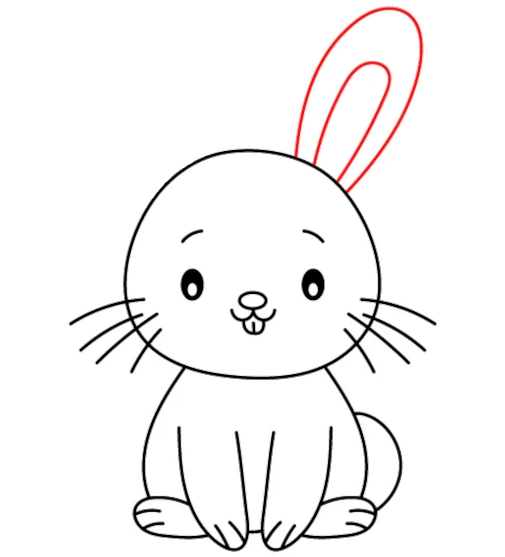 How to draw a rabbit tutorial - step 10 right ear