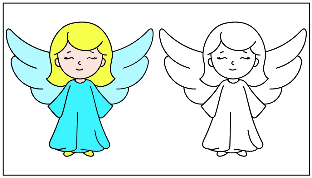 How to draw an angel - step-by-step tutorial for children
