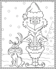 Christmas coloring sheet Grinch and his dog