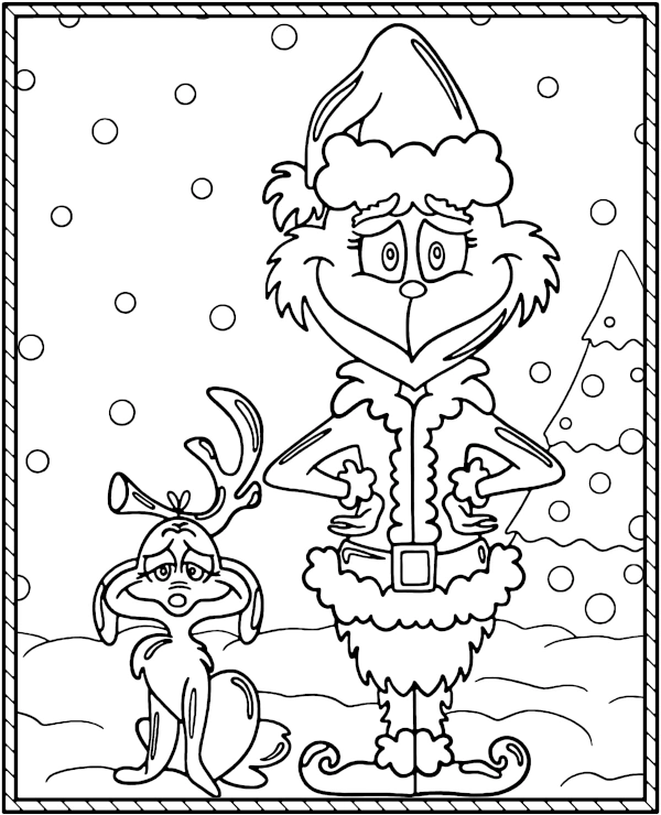 Printable coloring page Grinch and dog Max