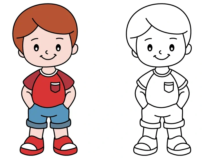 How to draw a boy drawing finished and colored