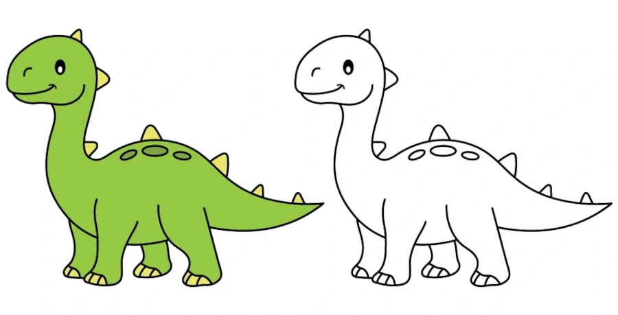 How to draw a dinosaur - diplodocus drawing finished and colored