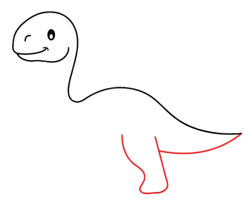 How-to-draw-dinosaur-tutorial-step-4-back-leg How to draw a dinosaur tutorial - step 4 back leg