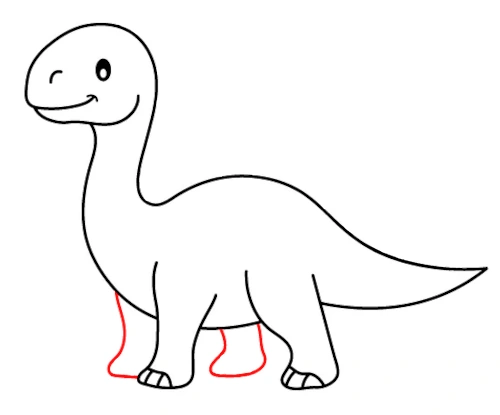 How-to-draw-dinosaur-tutorial-step-7-outter-legs How to draw a dinosaur tutorial - step 7 outter legs
