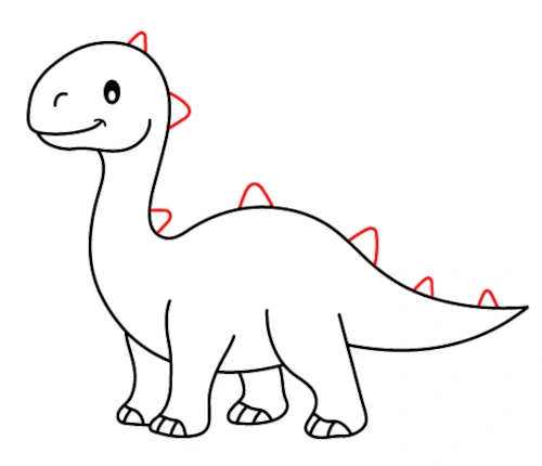 How-to-draw-dinosaur-tutorial-step-9-thorns How to draw a dinosaur tutorial - step 9 spikes