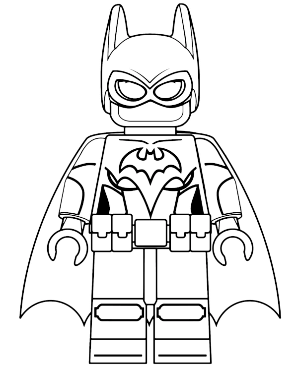 LEGO Batgirl minifigure coloring page