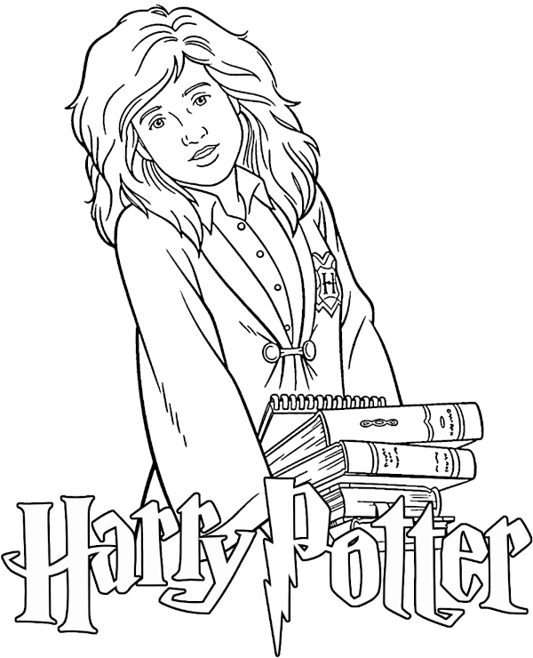 Printable Hermione coloring page Harry Potter character