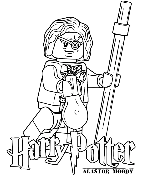 Harry Potter LEGO Coloring Page with Alastor Moody