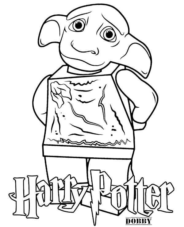 Harry Potter LEGO Coloring Page with Dobby