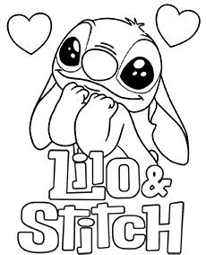 Printable Lilo & Stitch coloring page for Valentine's Day