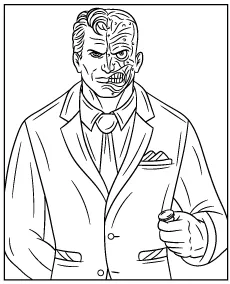Printable coloring page of Two Face - Batman's enemy