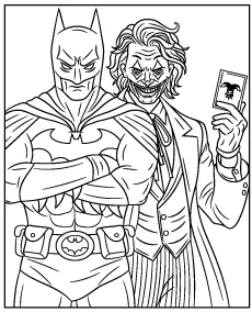 Coloring page of Batman and Joker