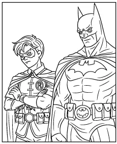 Coloring page of Batman and Robin