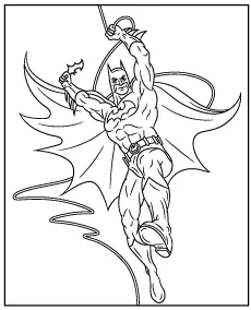 Coloring page of Batman on the line