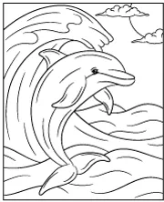 Jumping dolphin printable coloring page water world