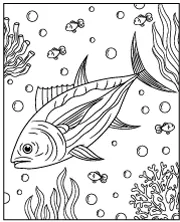 Tuna coloring page fish in the sea