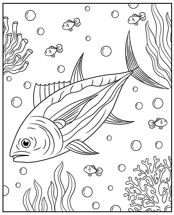 Tuna fish coloring page to print