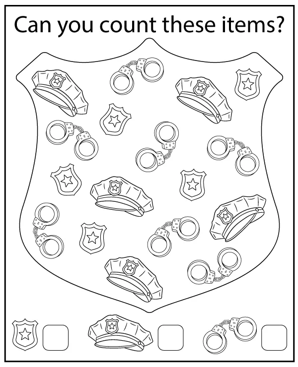 Count the police items - puzzle for children