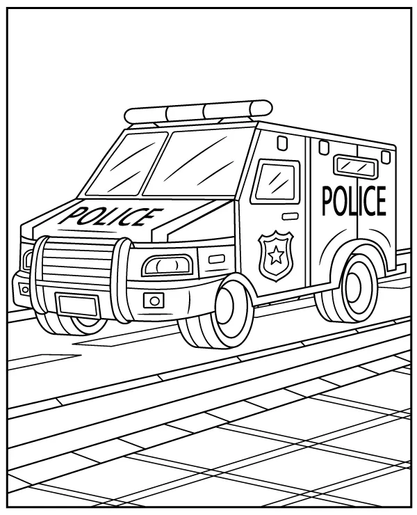 Police special forces van coloring page