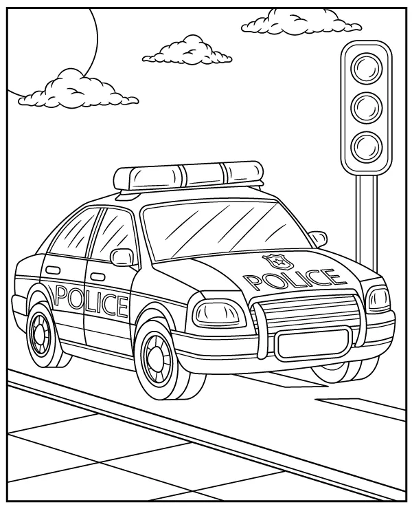 Police car coloring page to print
