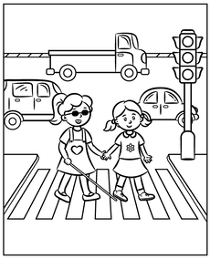 Blind coloring page good deed