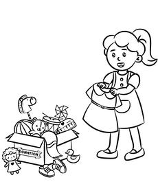 Donating clothes coloring picture
