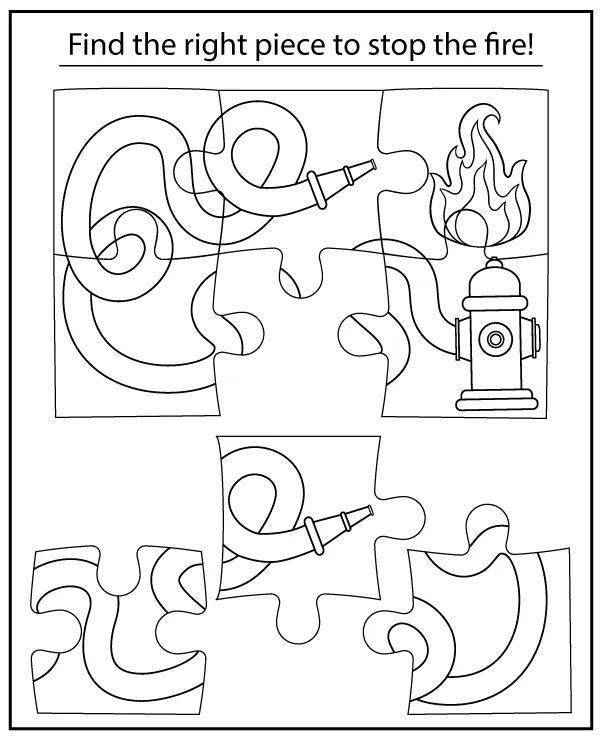 Find the right puzzle - firefighter puzzle for kids