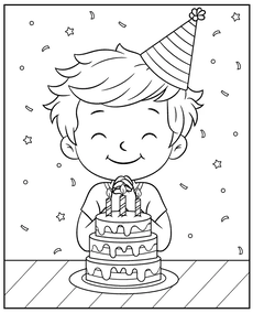 Birthday coloring page for children
