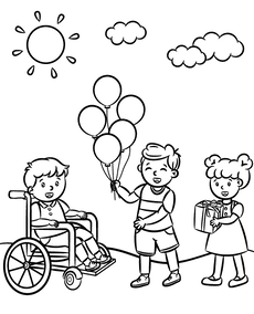 Child with disability coloring page