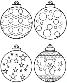 Printable Christmas baubles picture to color