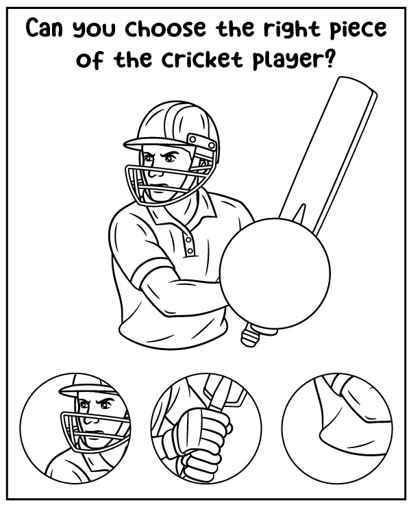 Cricket puzzle for children - choose the right puzzle piece
