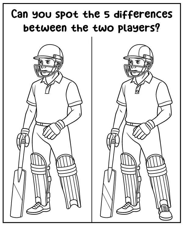 Cricket puzzle for children - spot 5 differences