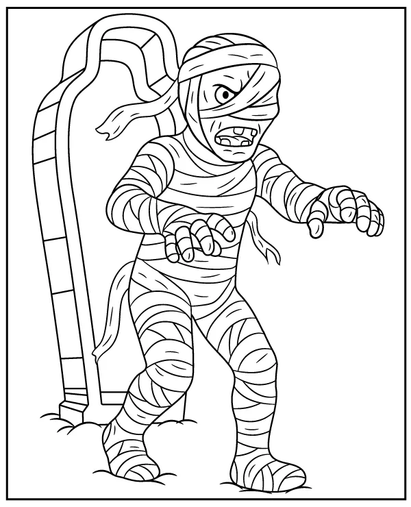 Walking mummy coloring page to print